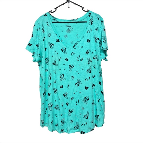 Disney Tops - NWT Torrid Disney Minnie Print Aqua V-Neck Tunic Tee